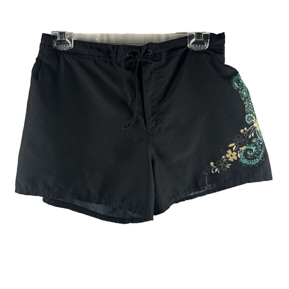 Coco Reef Other - Coco Reef Women’s Large Swim Shorts Black Teal Design Lined  Beach Pool